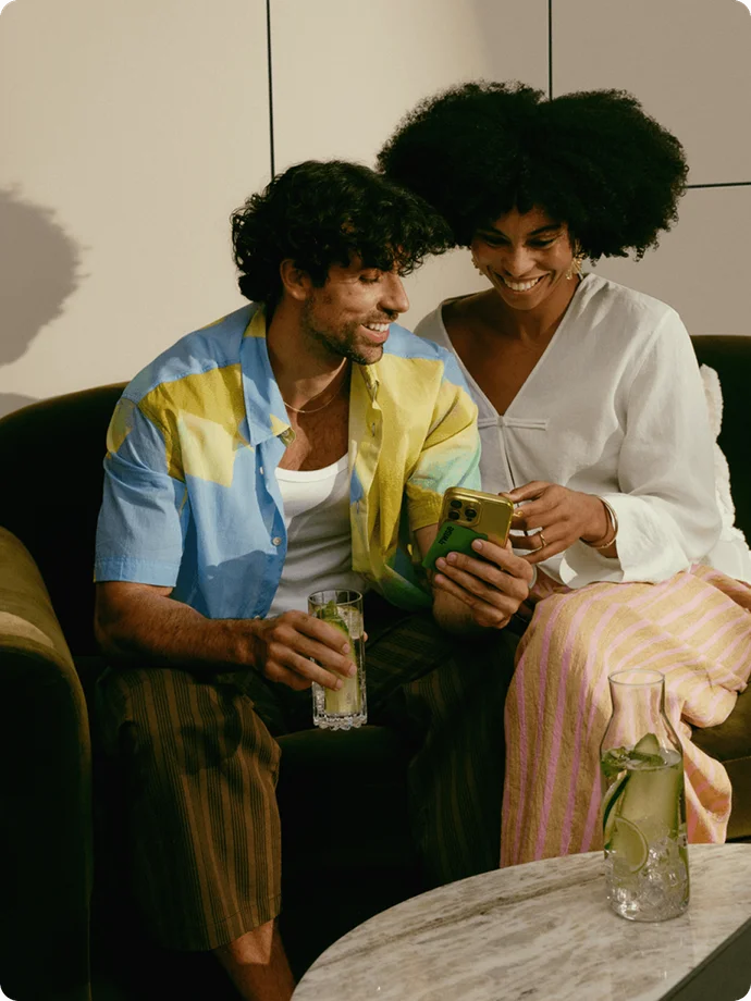A couple in an airport lounge
