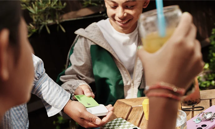 Person paying with card