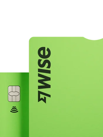 Wise international green debit card with silver chip.