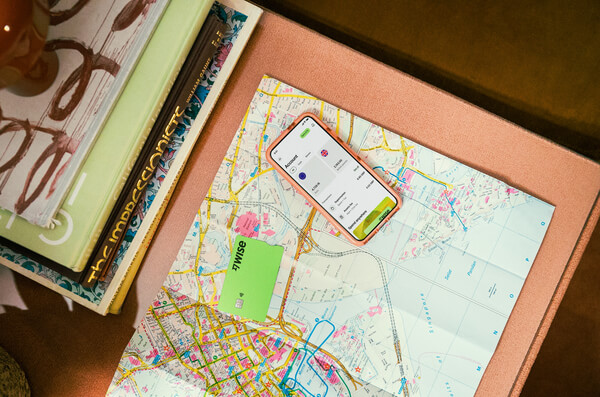 Wise card on travel map