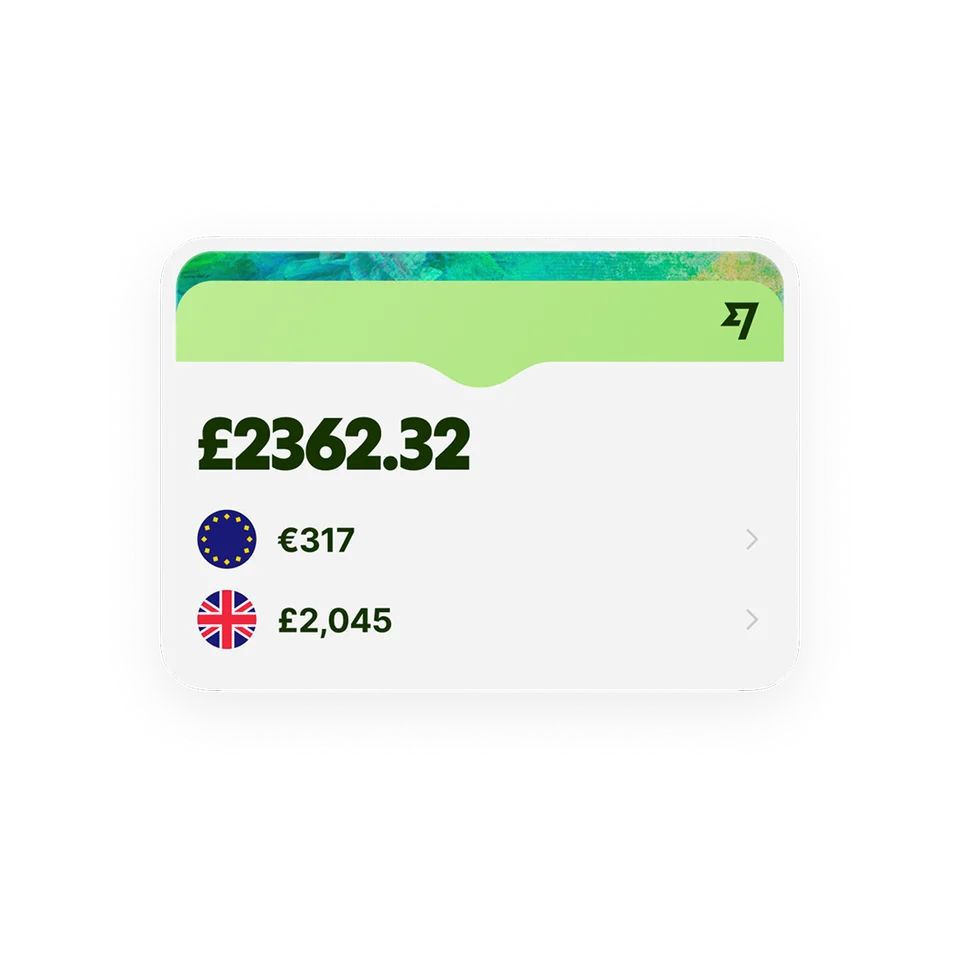 Wise app interface showing a balance of £2,862.22