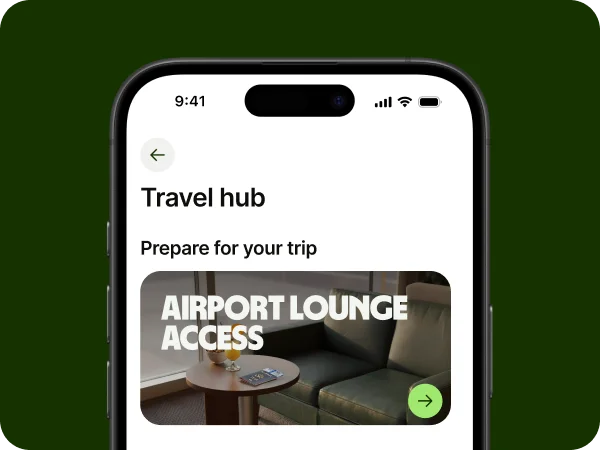 Airport lounge access in the Wise app