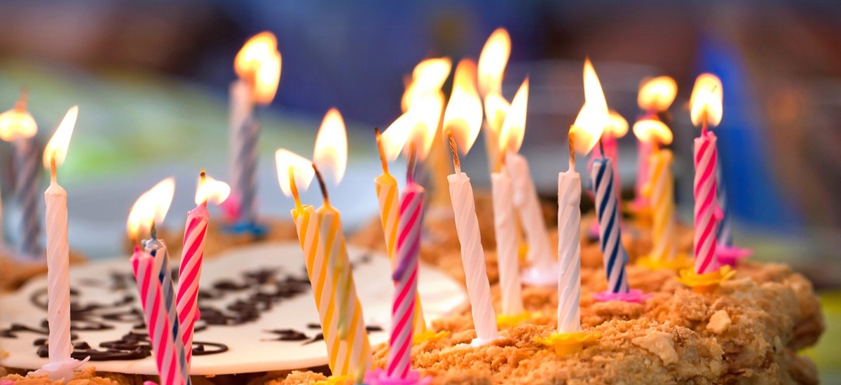 birthday candles close up on cake