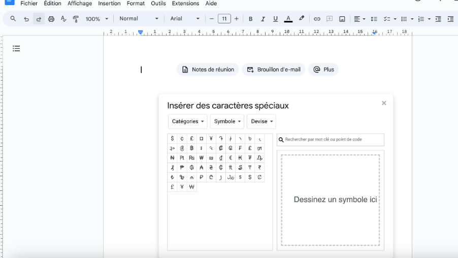 inserer-symboles-monetaires-google-docs