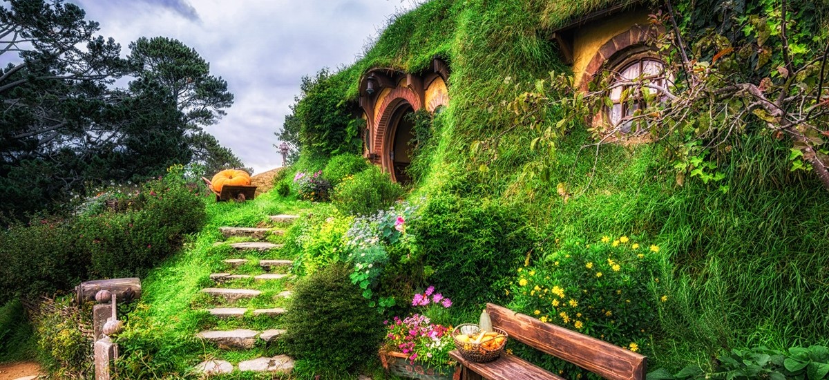 Hobbit tourist attraction in NZ aka The Shire from the Lord of the Rings films