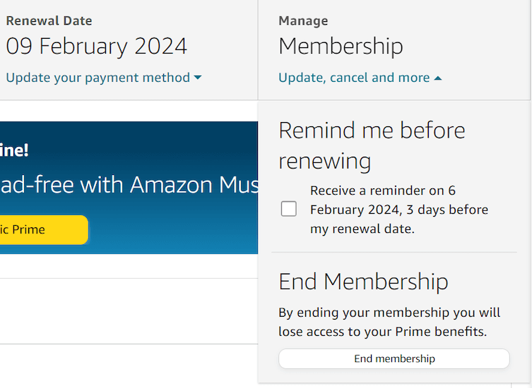 amazon-end-membership-selection