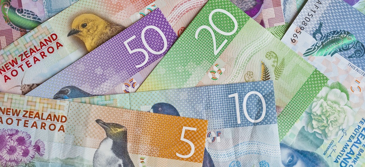 Close up of New Zealand dollar bank notes