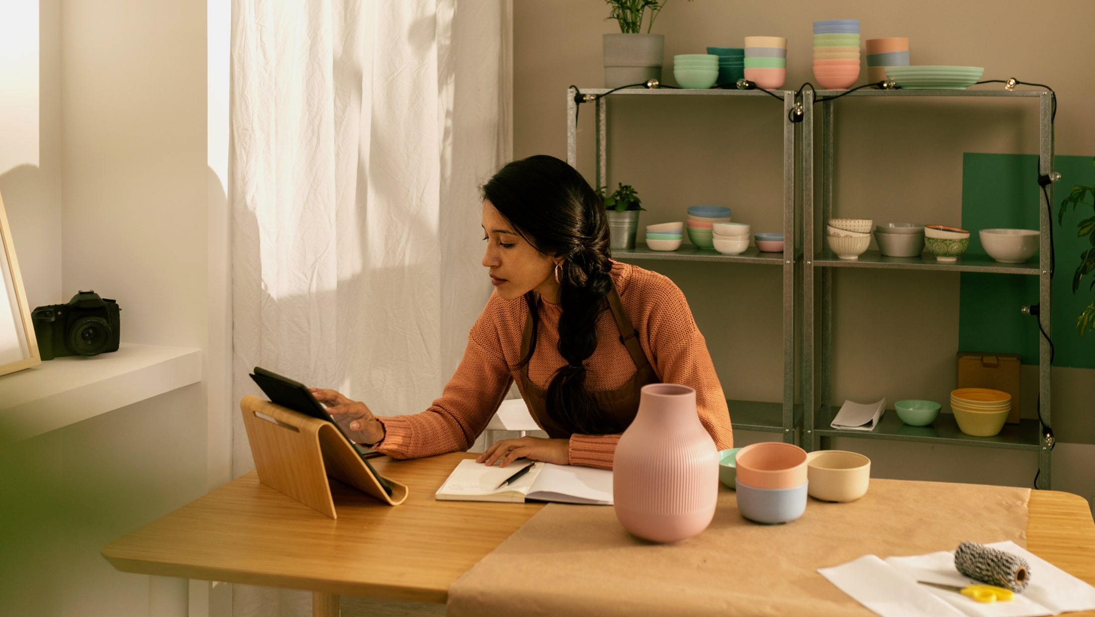 Indian Woman Working At Online Shop