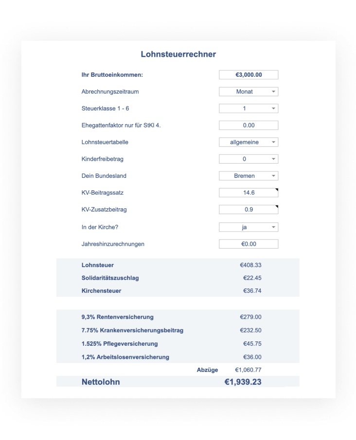 Lohnsteuer berechnen