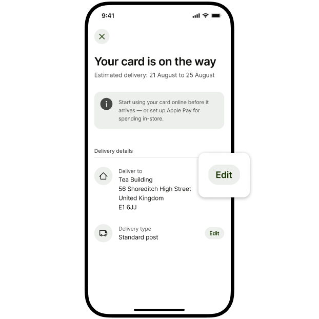 Amend card orders without contacting us