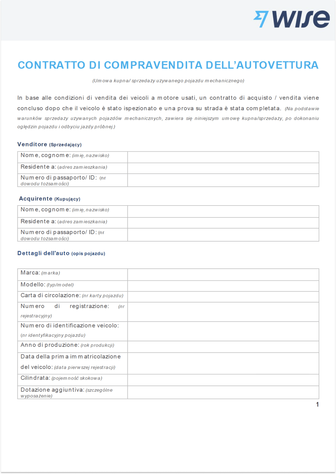 wzory umów kupna-sprzedaży samochodu