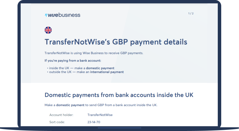 Download and share PDFs with your payment details