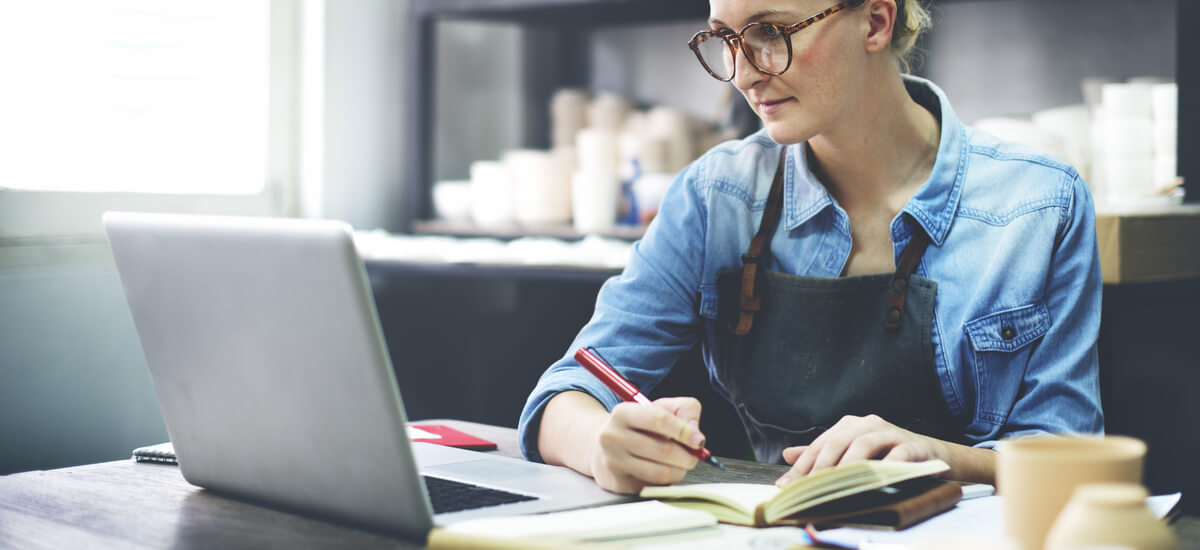 Young business owner using Simple Start