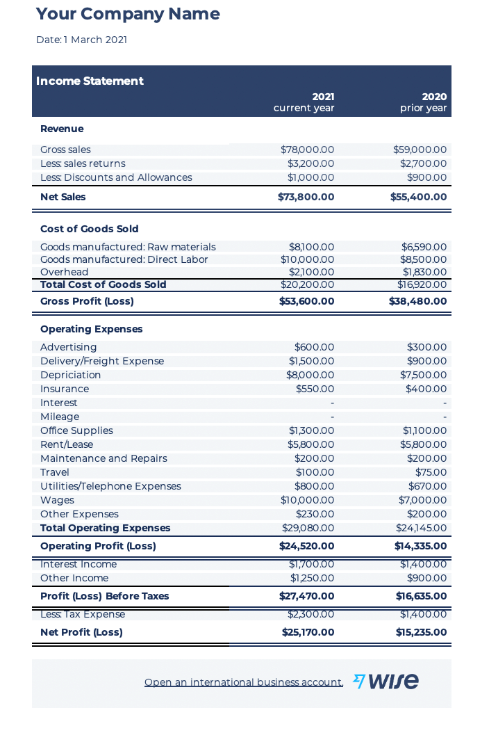 Wise-comprehensive-income-statement-template