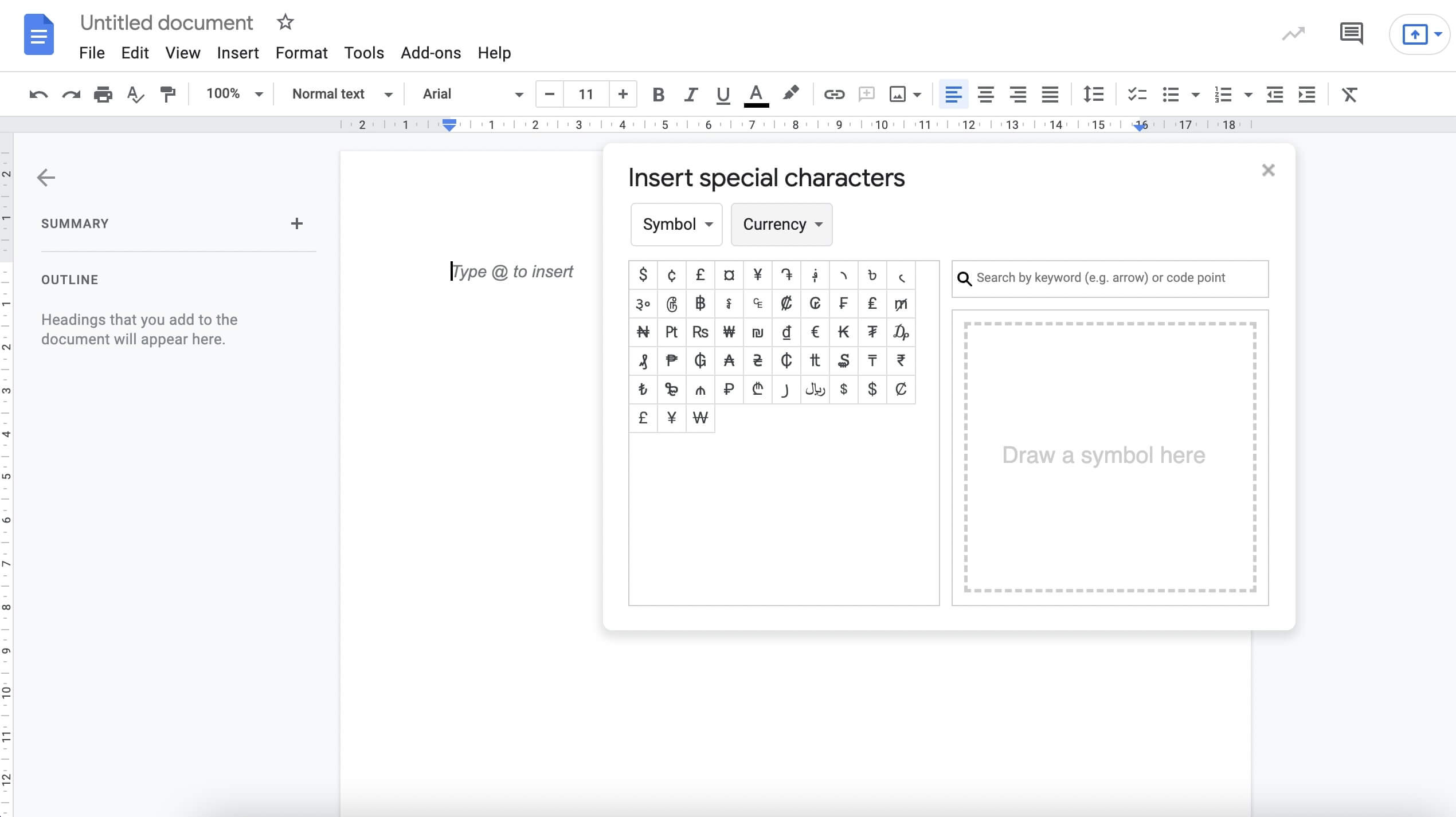 Google-Docs-currency-options