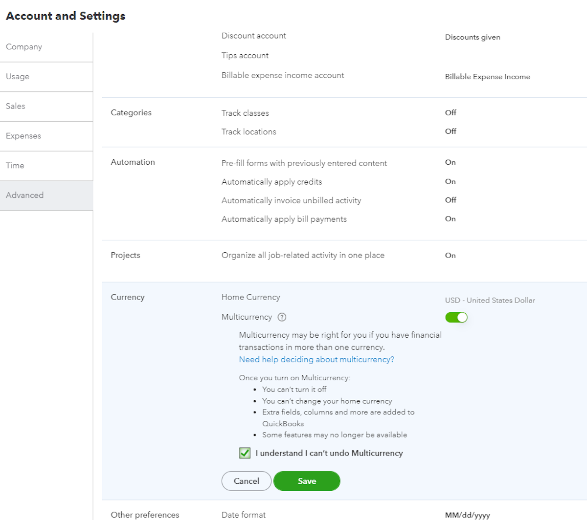 Image of the Multicurrency option