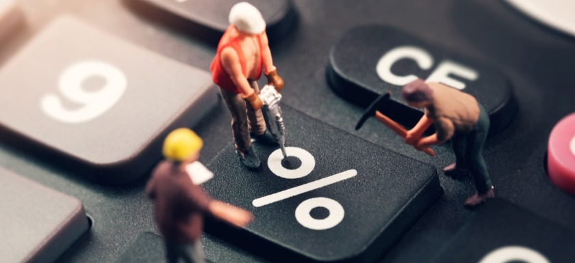 Interest rate representation on computer keyboard