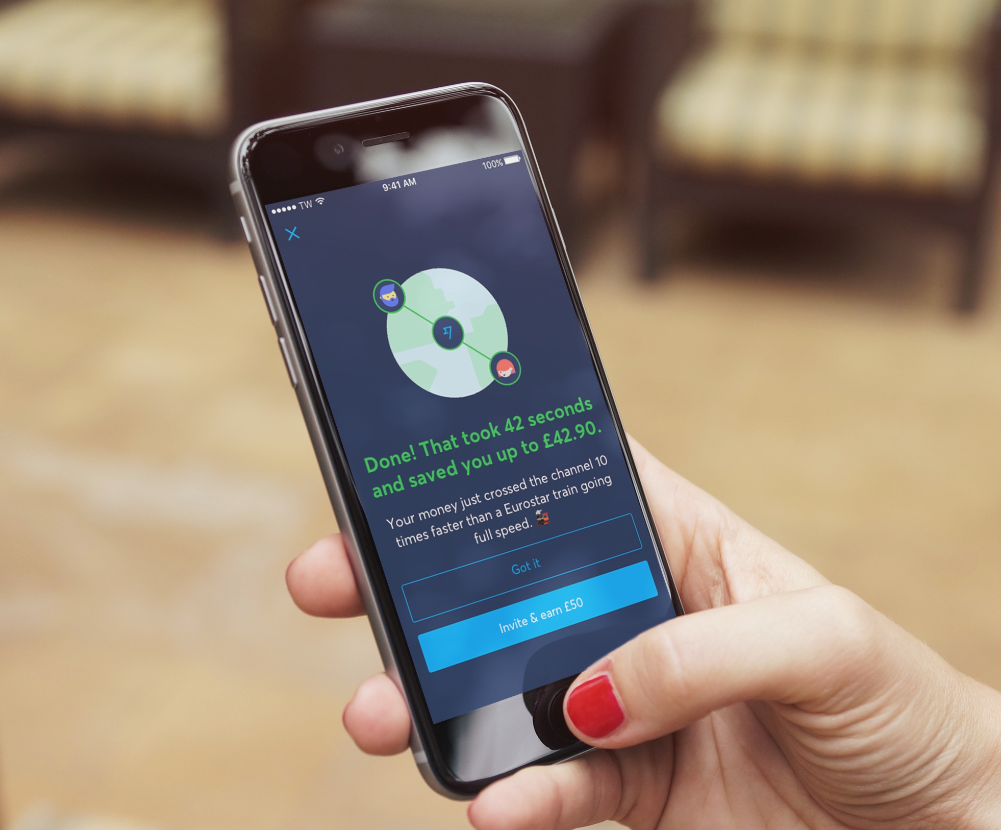 man using transferwise app